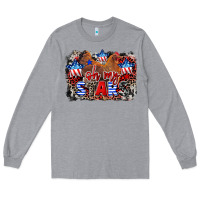 Heather Grey Oh my stars chicken 4th of july Long Sleeve Tee - CowGirlArtShop