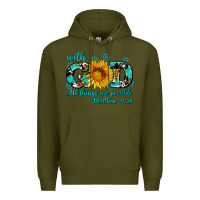 Army Green with god all things are possible sunflower Premium Hoodie - AdoDesignShop