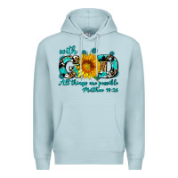 Blue Mist with god all things are possible sunflower Premium Hoodie - AdoDesignShop