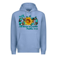 Colony Blue with god all things are possible sunflower Premium Hoodie - AdoDesignShop