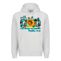Dove Grey with god all things are possible sunflower Premium Hoodie - AdoDesignShop