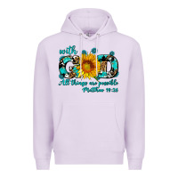 Lilac with god all things are possible sunflower Premium Hoodie - AdoDesignShop