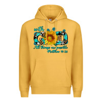 Mustard with god all things are possible sunflower Premium Hoodie - AdoDesignShop