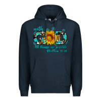 Navy with god all things are possible sunflower Premium Hoodie - AdoDesignShop