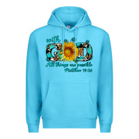 Ocean Blue with god all things are possible sunflower Premium Hoodie - AdoDesignShop