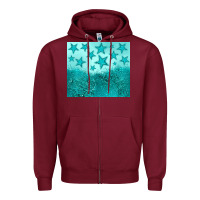 Burgundy turquoise glitter star Zipper Hoodie - JahusDesignShop