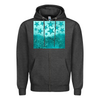 Charcoal Heather turquoise glitter star Zipper Hoodie - JahusDesignShop