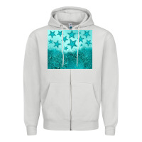 Dove Grey turquoise glitter star Zipper Hoodie - JahusDesignShop