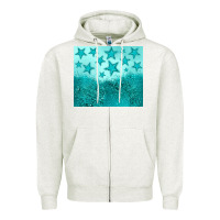 Oatmeal Heather turquoise glitter star Zipper Hoodie - JahusDesignShop