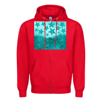 Red turquoise glitter star Zipper Hoodie - JahusDesignShop