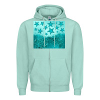 Seafoam turquoise glitter star Zipper Hoodie - JahusDesignShop