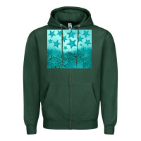 Turquoise Glitter Star Zipper Hoodie | Teevron