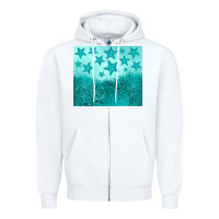 White turquoise glitter star Zipper Hoodie - JahusDesignShop