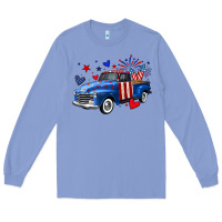 Colony Blue 4th of July American flag truck Long Sleeve Tee - Neo Western