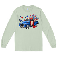 Matcha 4th of July American flag truck Long Sleeve Tee - Neo Western