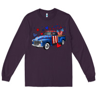 Plum 4th of July American flag truck Long Sleeve Tee - Neo Western