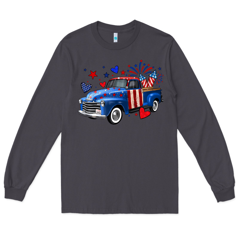 4th Of July American Flag Truck Long Sleeve Tee by Neo Western | Teevron