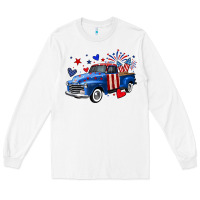 White 4th of July American flag truck Long Sleeve Tee - Neo Western