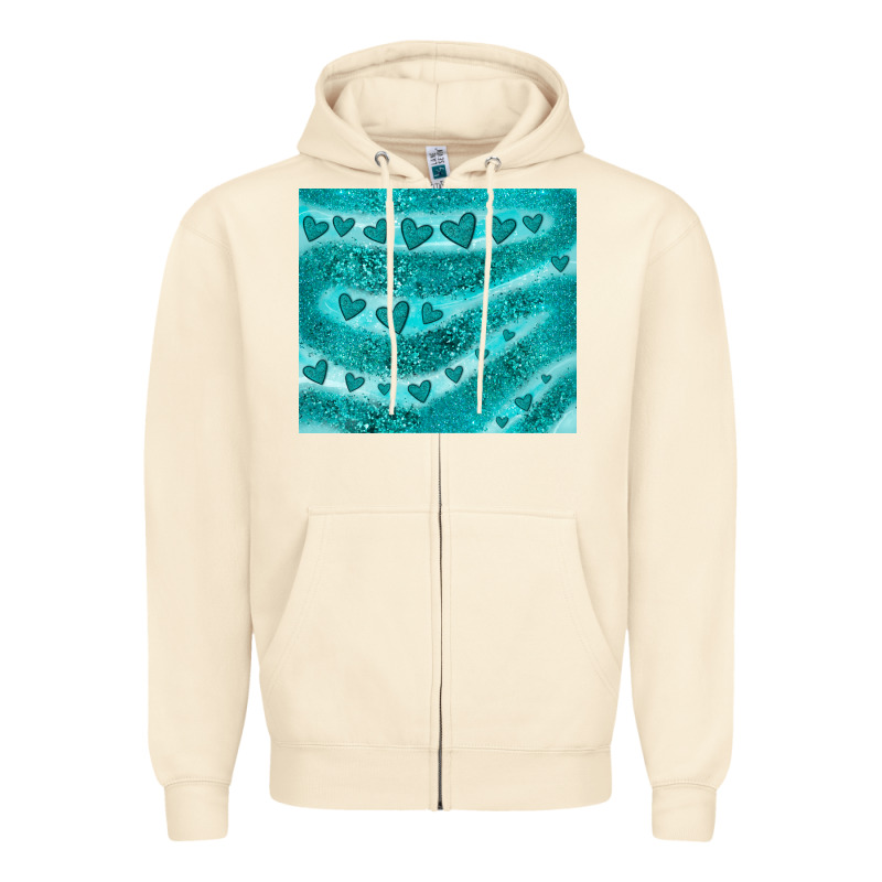 Turquoise Glitter Heart Zipper Hoodie by JahusDesignShop | Teevron