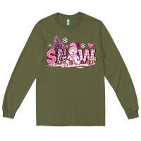 Army Green pink snowman and snow Long Sleeve Tee - AdoDesignShop
