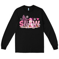 Black pink snowman and snow Long Sleeve Tee - AdoDesignShop