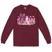 Burgundy pink snowman and snow Long Sleeve Tee - AdoDesignShop