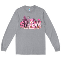 Heather Grey pink snowman and snow Long Sleeve Tee - AdoDesignShop