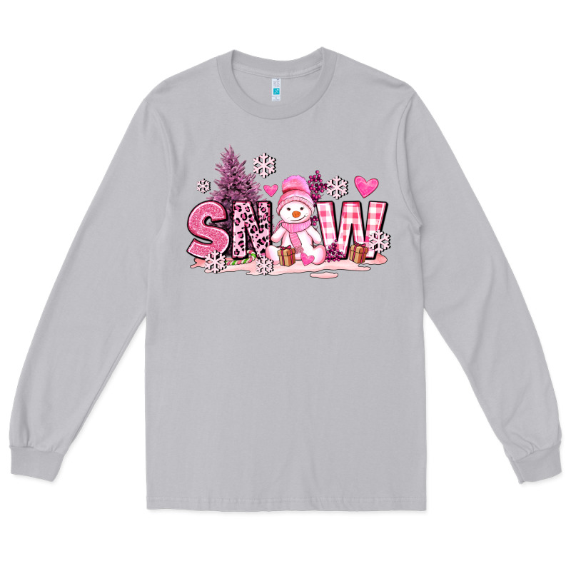 Pink Snowman And Snow Long Sleeve Tee by AdoDesignShop | Teevron