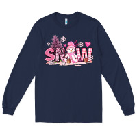 Navy pink snowman and snow Long Sleeve Tee - AdoDesignShop