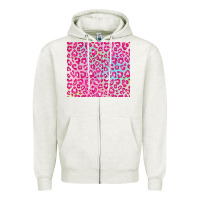 Oatmeal Heather pink leopard glitter Zipper Hoodie - JahusDesignShop