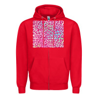 Red pink leopard glitter Zipper Hoodie - JahusDesignShop