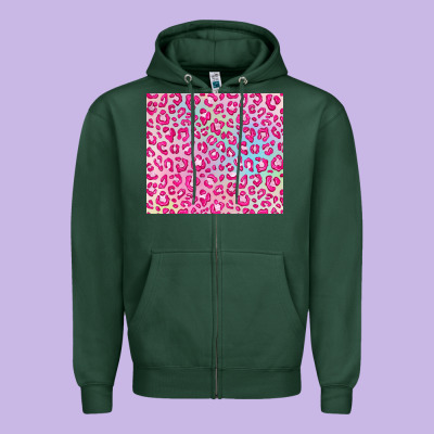 Pink Leopard Glitter Zipper Hoodie Designed By Jahusdesignshop