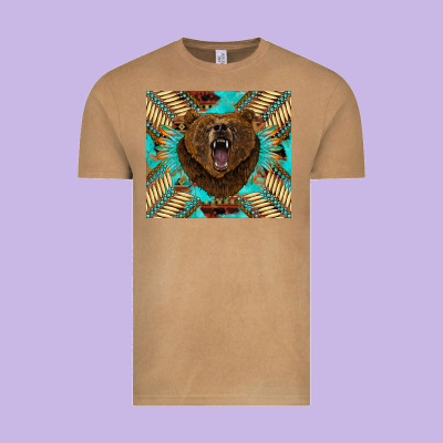 Bear Native American  Tumbler Vintage Tee Designed By Barkaloodesign