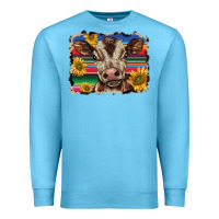 Ocean Blue western background baby calf Premium Sweatshirt - BarkalooDesign