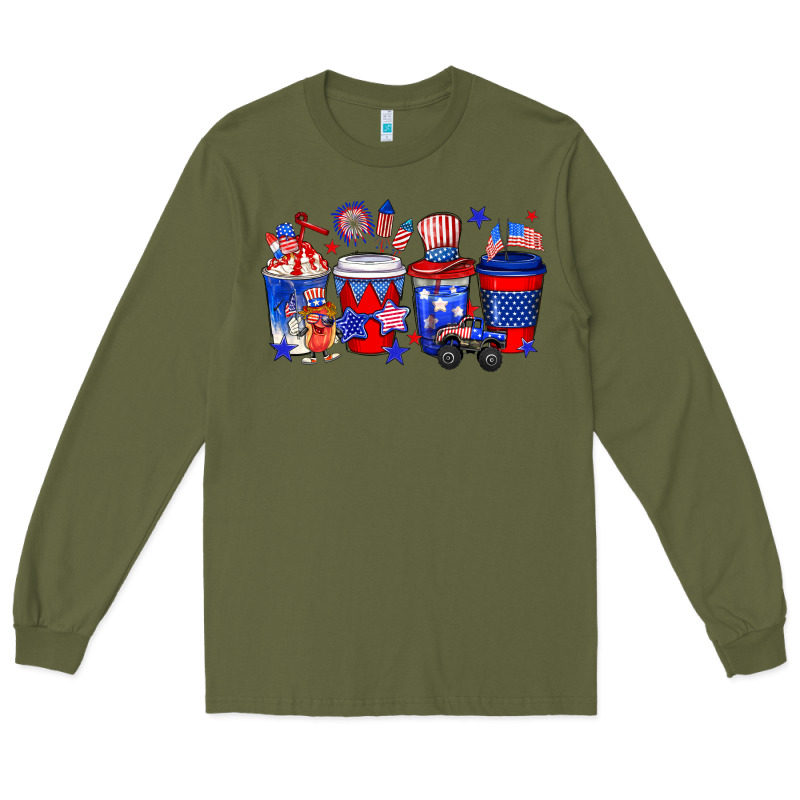 4th Of July Coffee Drinks Long Sleeve Tee by Neo Western | Teevron