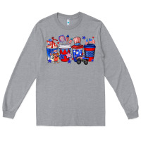 Heather Grey 4th of July coffee drinks Long Sleeve Tee - Neo Western