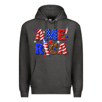 Charcoal Heather America Premium Hoodie - NancyCooperArtShop