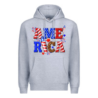 Heather Grey America Premium Hoodie - NancyCooperArtShop
