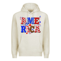 Oatmeal Heather America Premium Hoodie - NancyCooperArtShop