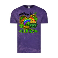 Cloud Purple Happy Go Lucky Pot Of Gold And Rainbow Heart Vintage Tee - RanaPortraitStore