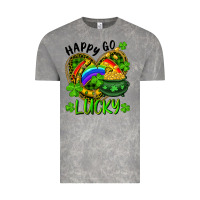 Happy Go Lucky Pot Of Gold And Rainbow Heart Vintage Tee | Teevron