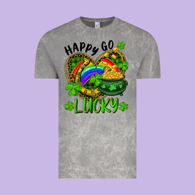 Vintage Tee Happy Go Lucky Pot Of Gold And Rainbow Heart