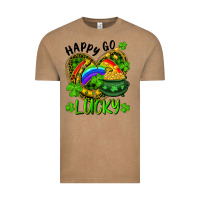 Vintage Coffee Happy Go Lucky Pot Of Gold And Rainbow Heart Vintage Tee - RanaPortraitStore
