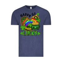 Vintage Denim Happy Go Lucky Pot Of Gold And Rainbow Heart Vintage Tee - RanaPortraitStore
