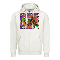 Oatmeal Heather halloween heart Zipper Hoodie - AdoDesignShop