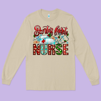 Santa Is Favorite Nurse Long Sleeve Tee Designed By Cowhidedigitalart
