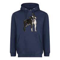 Navy Boston Terrier Heavyweight Hoodie - LillyAllenDesigns