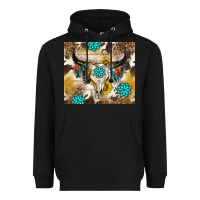Black cowhide leopard bull skull gemstone Heavyweight Hoodie - NancyCooperArtShop