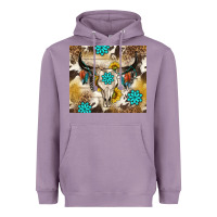 Lavender cowhide leopard bull skull gemstone Heavyweight Hoodie - NancyCooperArtShop