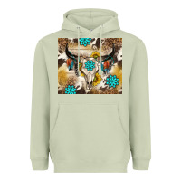 Matcha cowhide leopard bull skull gemstone Heavyweight Hoodie - NancyCooperArtShop